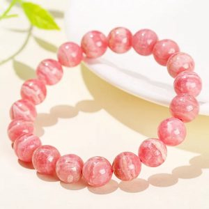 Vòng tay chuỗi nam nữ đá Đào hoa Rhodochrosite 5A cao cấp
