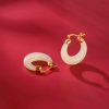 Bông tai tròn đá Chalcedony cổ điển