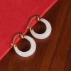Bông tai tròn đá Chalcedony cổ điển
