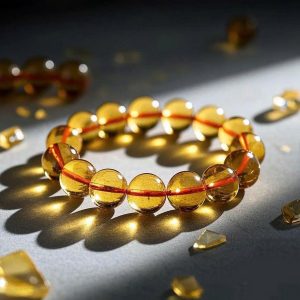 Vòng tay nam nữ chuỗi đá Thạch anh vàng thiên nhiên Citrine