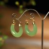 Bông tai tròn đá Chalcedony cổ điển