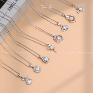 Dây chuyền bạc đính kim cương Moissanite lấp lánh tinh hà