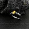Nhẫn bạc đính đá Thạch anh vàng Citrine oval mài nhẵn