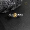 Nhẫn bạc đính đá Thạch anh vàng Citrine oval mài nhẵn