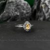 Nhẫn bạc đính đá Thạch anh vàng Citrine oval cắt giác