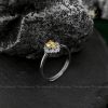Nhẫn bạc đính đá Thạch anh vàng Citrine oval cắt giác