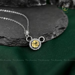 Dây chuyền bạc Mickey đính đá Thạch anh vàng Citrine