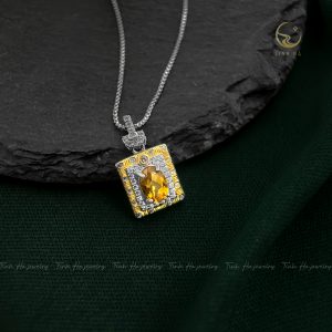 Dây chuyền bạc đính đá Thạch anh vàng Citrine + Zircon