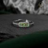 Nhẫn bạc nữ Triplets đính đá Emerald thiên nhiên