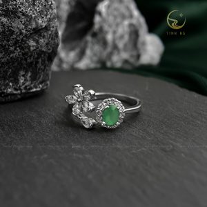 Nhẫn bạc nữ Life Seeding đính đá Emerald thiên nhiên