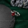 Nhẫn bạc Oval Leaf đính đá Garnet thạch lựu đỏ thiên nhiên