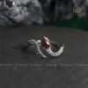Nhẫn bạc hình rắn cách điệu đính đá Garnet thiên nhiên