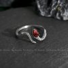 Nhẫn bạc hình rắn cách điệu đính đá Garnet thiên nhiên
