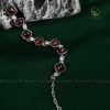 Lắc tay bạc nữ đính đá Garnet đỏ oval mài nhẵn