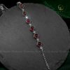 Lắc tay bạc nữ đính đá Garnet đỏ oval mài nhẵn