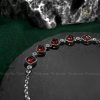 Lắc tay bạc nữ đính đá Garnet đỏ oval mài nhẵn