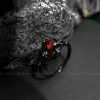 Nhẫn bạc nữ xi đen cá tính đính đá Garnet thiên nhiên