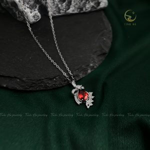 Dây chuyền bạc Water Drop đính đá Garnet