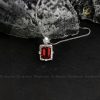 Dây chuyền bạc đính đá Garnet mặt vuông