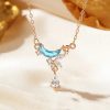 Dây chuyền bạc mặt trăng khuyết đá Zircon xanh