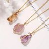 Dây chuyền mạ vàng mặt đá Topaz thiên nhiên thô