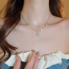 Dây chuyền mạ vàng ngọc trai mặt đá mặt trăng Moonstone kiểu Pháp