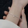 Lắc tay bạc mặt đá Zircon cao cấp 2 lớp không đối xứng