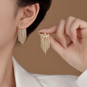 Bông tai tua rua mạ vàng đính đá Zircon