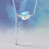 Dây chuyền bạc đá mặt trăng Moonstone cực quang tinh cầu