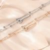Lắc tay Lock Circle bạc/vàng đá Zircon thanh lịch