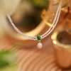 Dây chuyền chuỗi Double Chain ngọc trai thiên nhiên mặt đá Diopside thanh lịch