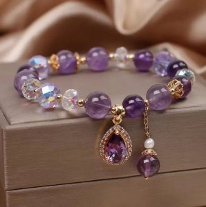 Vòng tay Water Drop Amethyst thạch anh tím thiên nhiên