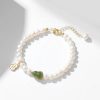 Vòng tay Charm ngọc trai thiên nhiên mix hồ lô ngọc bích