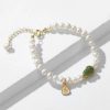 Vòng tay Charm ngọc trai thiên nhiên mix hồ lô ngọc bích