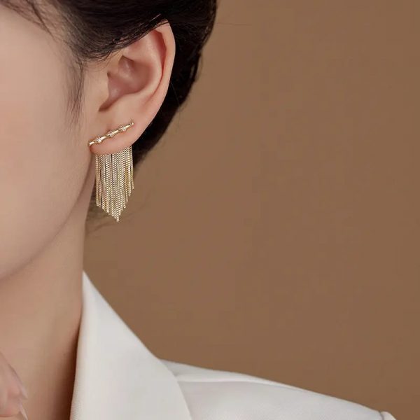 Bông tai tua rua mạ vàng đính đá Zircon