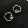 Nhẫn ngọc trai mặt đá Aquamarine sang trọng kiểu Pháp