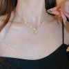 Dây chuyền mạ vàng ngọc trai mặt đá mặt trăng Moonstone kiểu Pháp