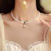 Dây chuyền chuỗi Double Chain ngọc trai thiên nhiên mặt đá Diopside thanh lịch