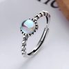Nhẫn bạc đá mặt trăng Moonstone xoắn ốc