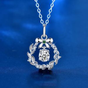 Dây chuyền bạc đính kim cương Moissanite vòng Giáng Sinh