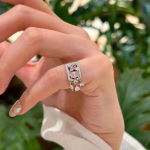 Nhẫn bạc pha lê đeo ngón út cá tính