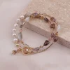 Vòng tay 2 lớp ngọc trai thiên nhiên mix pha lê nhiều màu