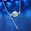 Dây chuyền bạc đá mặt trăng Moonstone cực quang tinh cầu