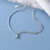 Lắc tay bạc mặt đá Zircon cao cấp 2 lớp không đối xứng