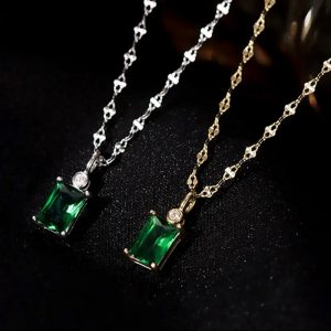 Dây chuyền bạc mặt đá Diopside square