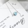 Dây chuyền bạc đá mặt trăng Moonstone cực quang tinh cầu