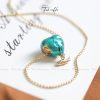 Dây chuyền mặt trái tim 3D đá Zircon xanh