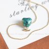 Dây chuyền mặt trái tim 3D đá Zircon xanh