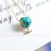 Dây chuyền mặt trái tim 3D đá Zircon xanh