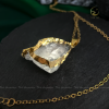 Dây chuyền mạ vàng mặt đá Topaz thiên nhiên thô